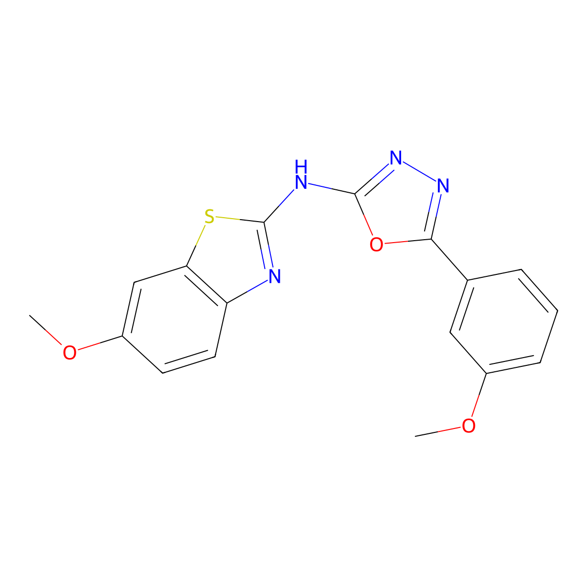 N-(6-methoxybenzo[d]thiazol-2-yl)-5-(3-methoxyphenyl)-1,3,4-oxadiazol-2-amine molecular structure, CAS 862975-91-5