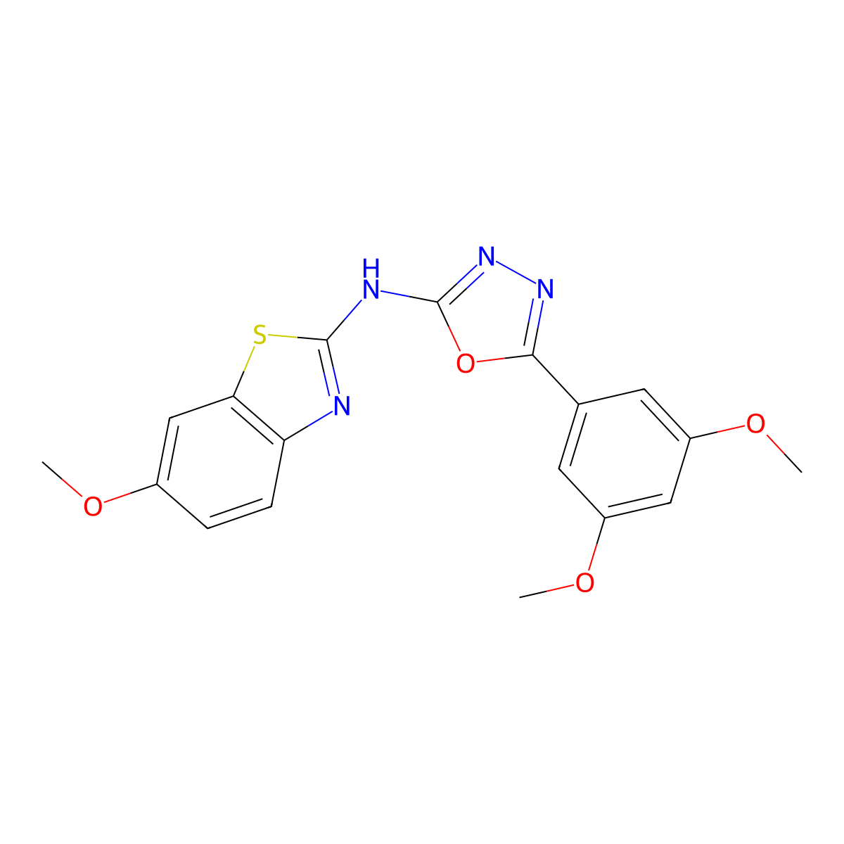 5-(3,5-dimethoxyphenyl)-N-(6-methoxybenzo[d]thiazol-2-yl)-1,3,4-oxadiazol-2-amine molecular structure, CAS 862975-94-8