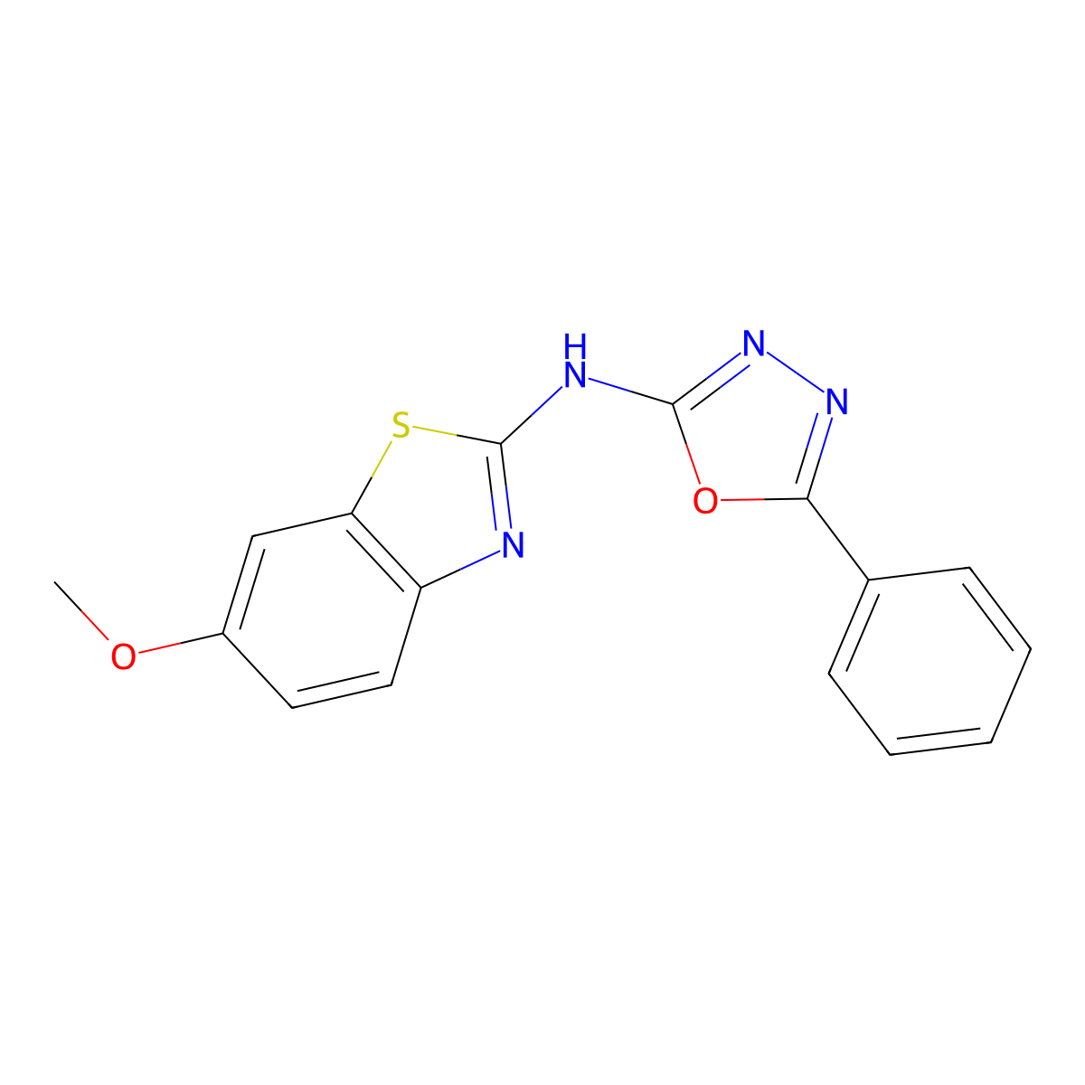 N-(6-methoxybenzo[d]thiazol-2-yl)-5-phenyl-1,3,4-oxadiazol-2-amine molecular structure, CAS 862975-97-1