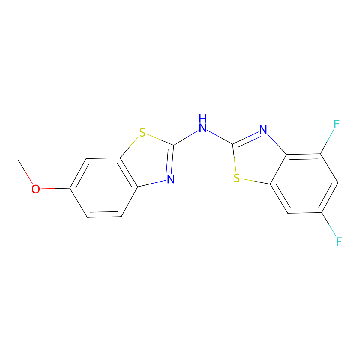 4,6-difluoro-N-(6-methoxy-1,3-benzothiazol-2-yl)-1,3-benzothiazol-2-amine molecular structure, CAS 862975-98-2