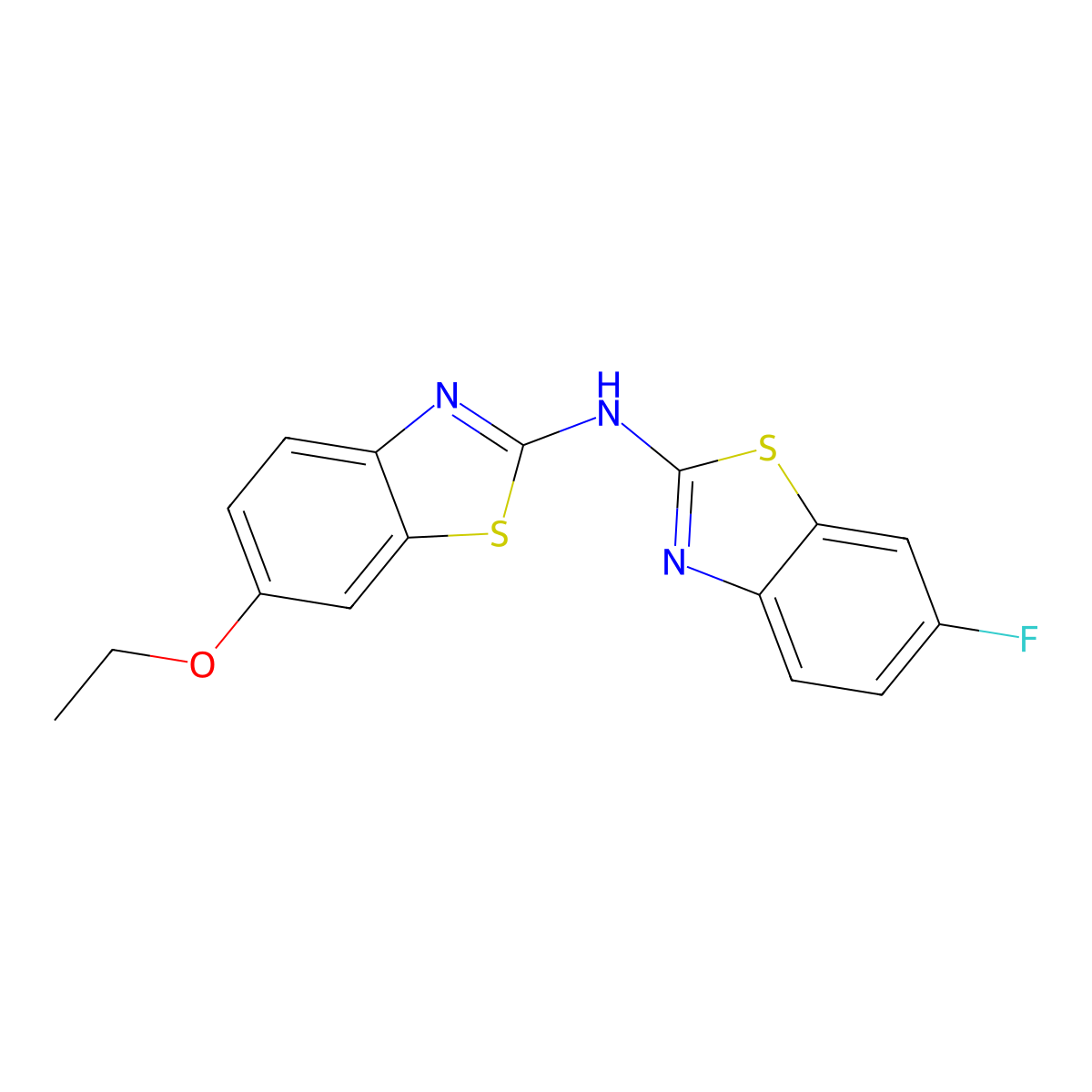6-ethoxy-N-(6-fluoro-1,3-benzothiazol-2-yl)-1,3-benzothiazol-2-amine molecular structure, CAS 862976-00-9