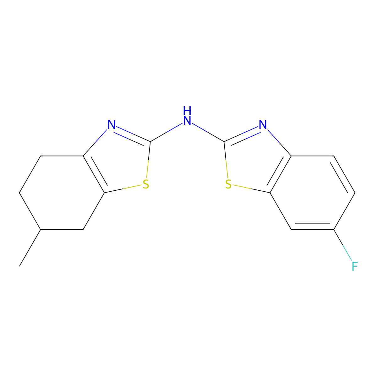 6-fluoro-N-(6-methyl-4,5,6,7-tetrahydrobenzo[d]thiazol-2-yl)benzo[d]thiazol-2-amine molecular structure, CAS 862976-07-6