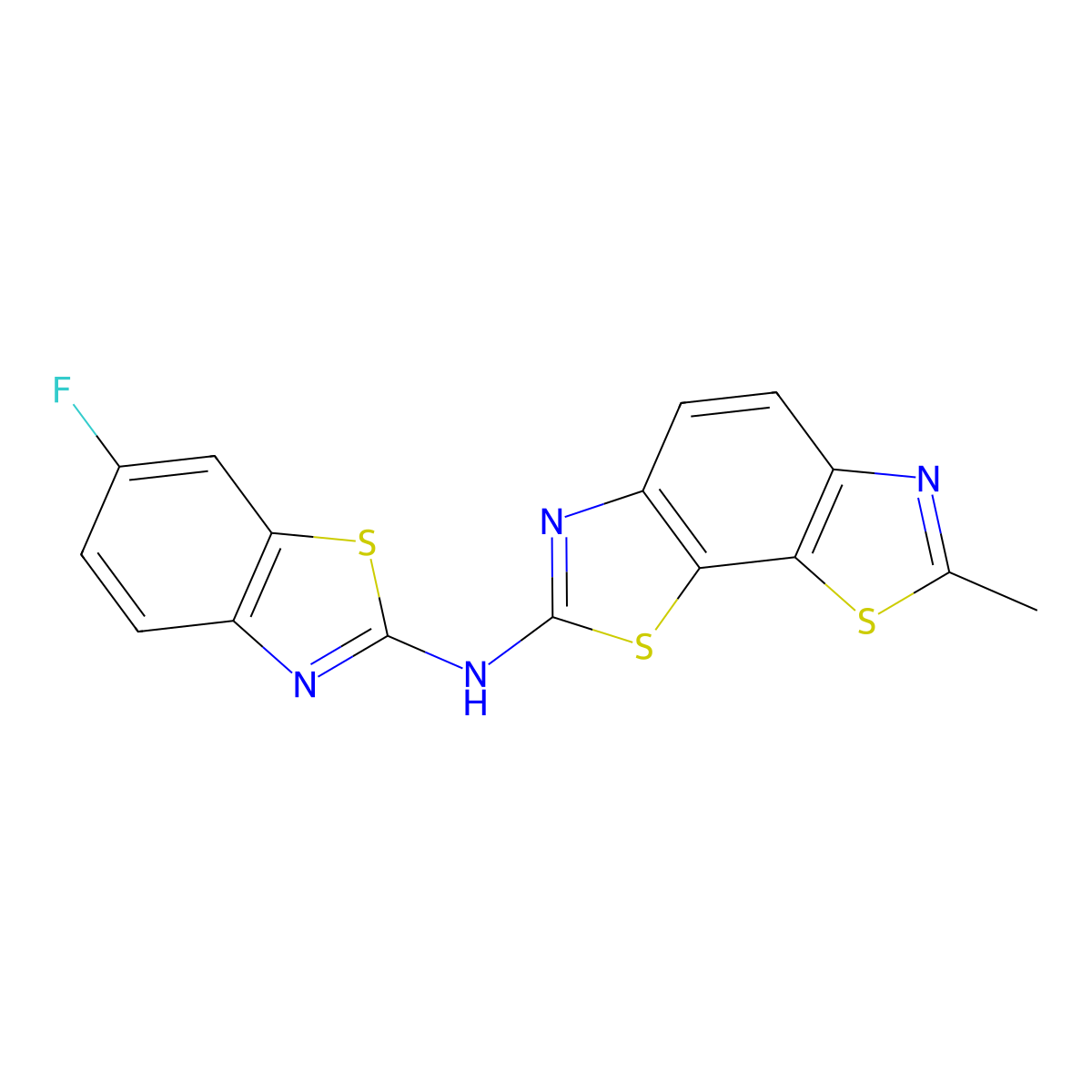 N-(6-fluoro-1,3-benzothiazol-2-yl)-7-methyl-[1,3]thiazolo[4,5-g][1,3]benzothiazol-2-amine molecular structure, CAS 862976-09-8