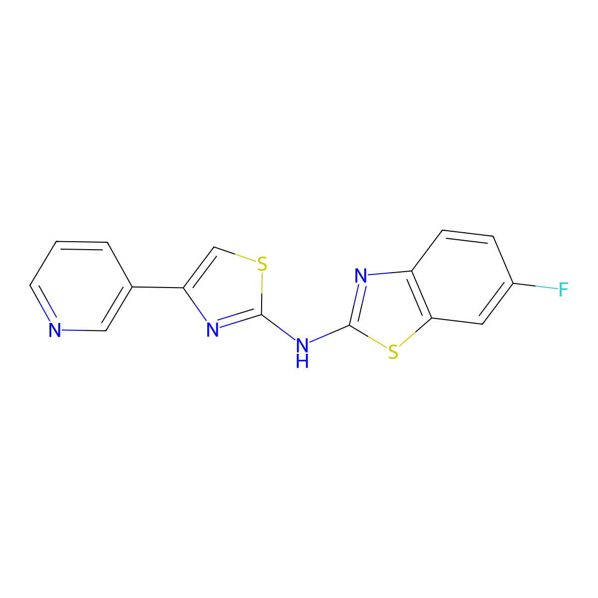 6-fluoro-N-(4-(pyridin-3-yl)thiazol-2-yl)benzo[d]thiazol-2-amine molecular structure, CAS 862976-12-3