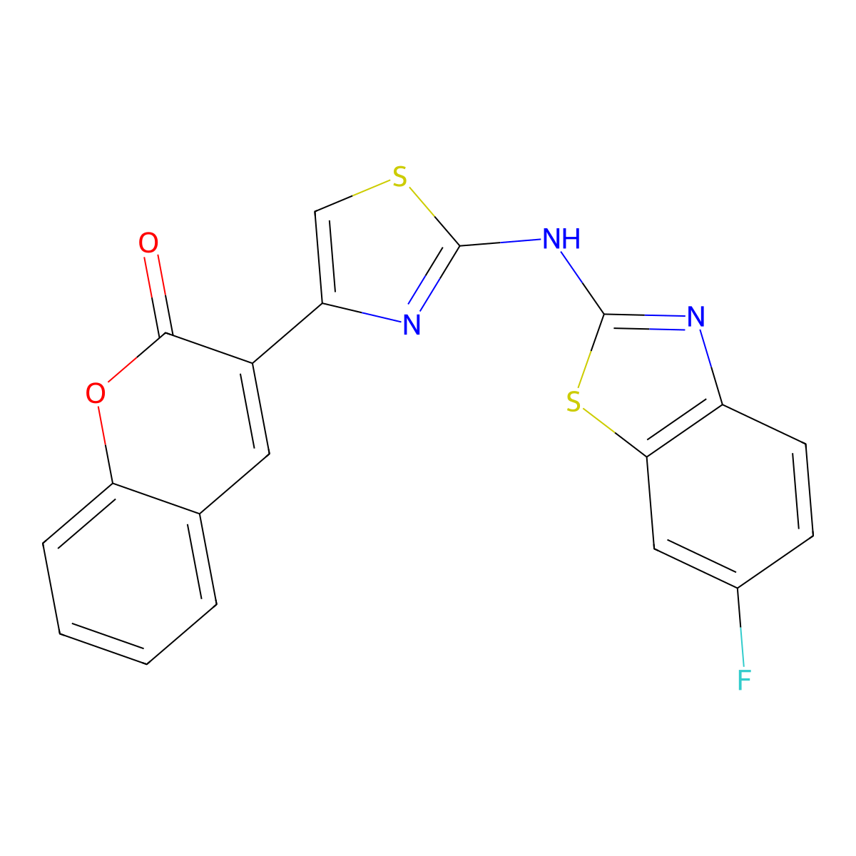 3-[2-[(6-Fluoro-1,3-benzothiazol-2-yl)amino]-1,3-thiazol-4-yl]chromen-2-one molecular structure, CAS 862976-14-5