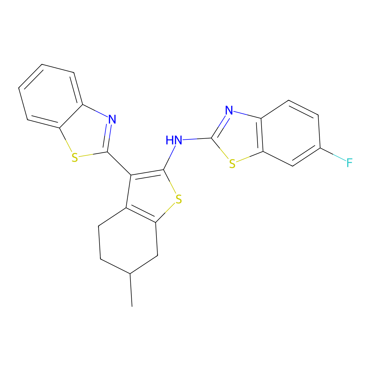 N-(3-(benzo[d]thiazol-2-yl)-6-methyl-4,5,6,7-tetrahydrobenzo[b]thiophen-2-yl)-6-fluorobenzo[d]thiazol-2-amine molecular structure, CAS 862976-22-5