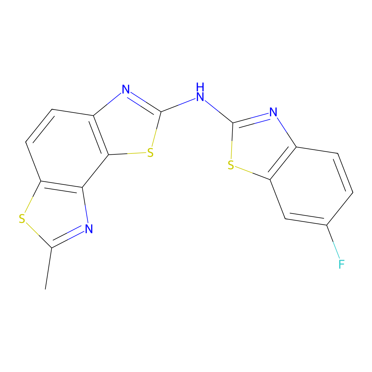 N-(6-fluoro-1,3-benzothiazol-2-yl)-7-methyl-[1,3]thiazolo[5,4-e][1,3]benzothiazol-2-amine molecular structure, CAS 862976-26-9