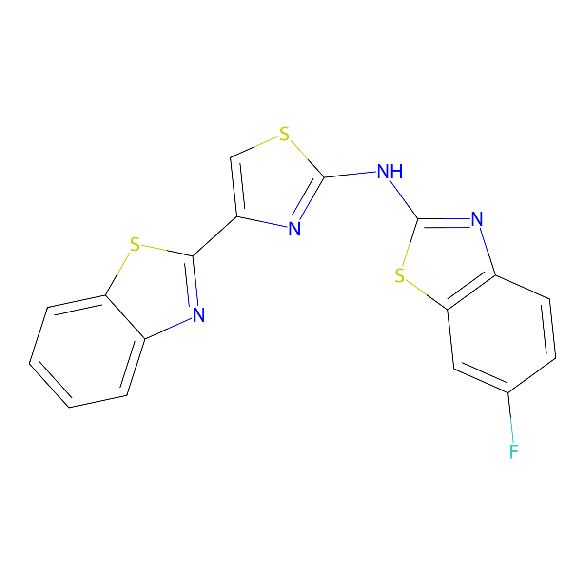 N-[4-(1,3-benzothiazol-2-yl)-1,3-thiazol-2-yl]-6-fluoro-1,3-benzothiazol-2-amine molecular structure, CAS 862976-27-0