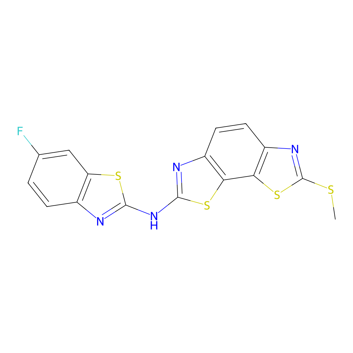 N-(6-fluoro-1,3-benzothiazol-2-yl)-2-methylsulfanyl-[1,3]thiazolo[4,5-g][1,3]benzothiazol-7-amine molecular structure, CAS 862976-28-1
