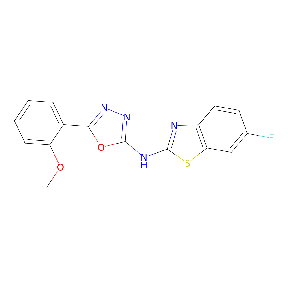 N-(6-fluorobenzo[d]thiazol-2-yl)-5-(2-methoxyphenyl)-1,3,4-oxadiazol-2-amine molecular structure, CAS 862976-37-2