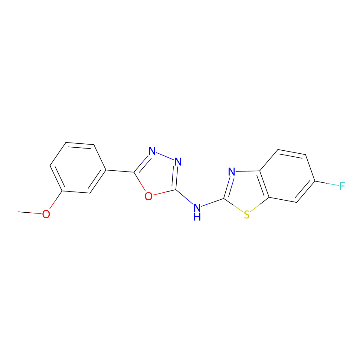 N-(6-fluorobenzo[d]thiazol-2-yl)-5-(3-methoxyphenyl)-1,3,4-oxadiazol-2-amine molecular structure, CAS 862976-38-3