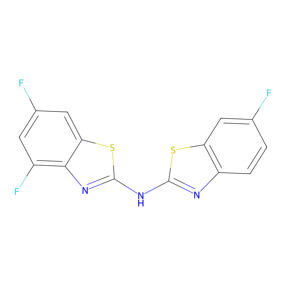 4,6-difluoro-N-(6-fluoro-1,3-benzothiazol-2-yl)-1,3-benzothiazol-2-amine molecular structure, CAS 862976-45-2