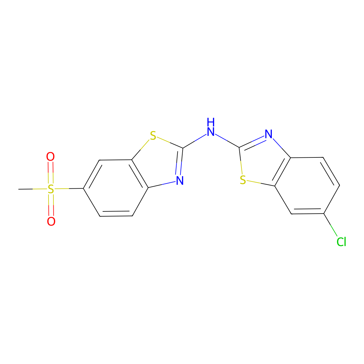 6-chloro-N-(6-(methylsulfonyl)benzo[d]thiazol-2-yl)benzo[d]thiazol-2-amine molecular structure, CAS 862976-47-4
