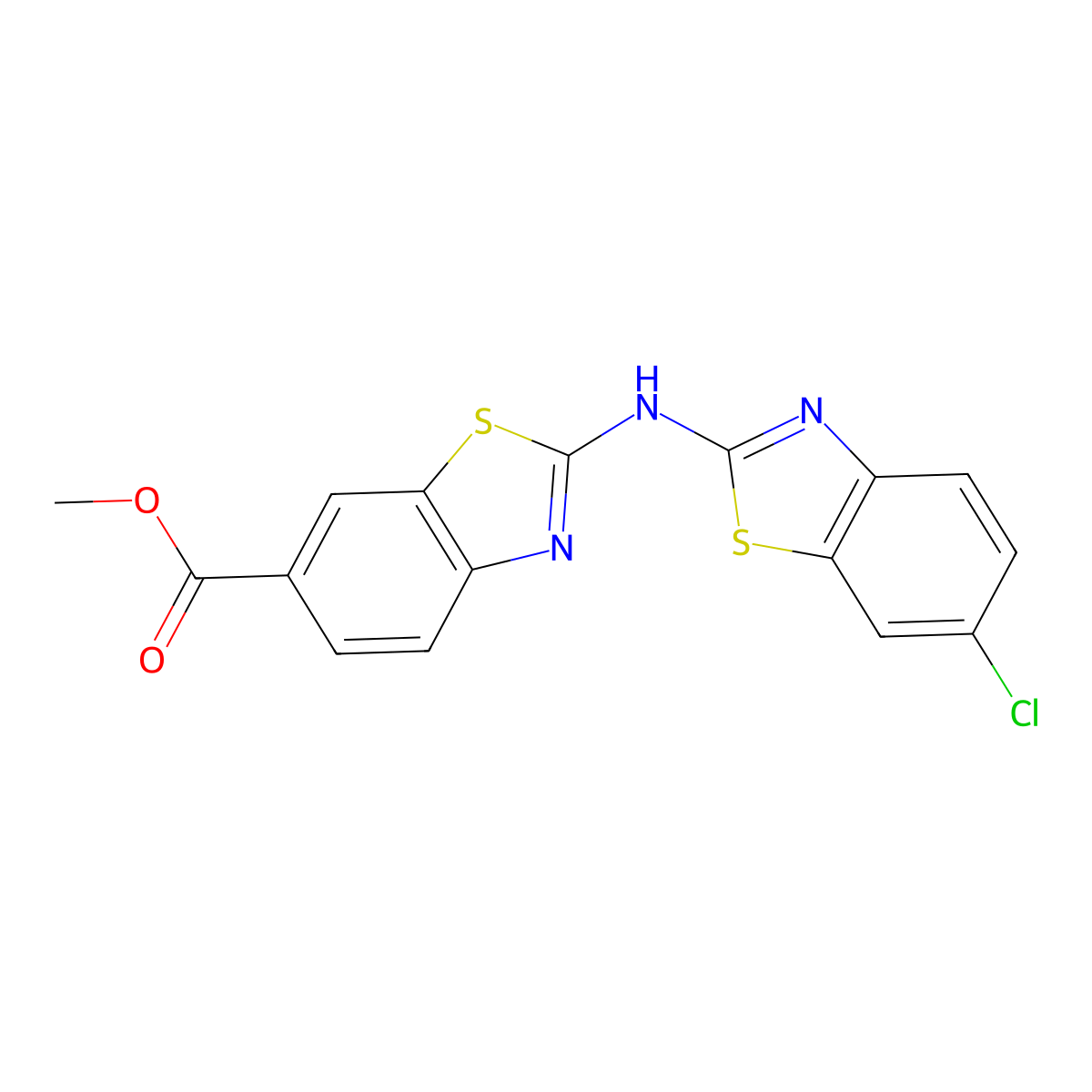 Methyl 2-[(6-chloro-1,3-benzothiazol-2-yl)amino]-1,3-benzothiazole-6-carboxylate molecular structure, CAS 862976-50-9