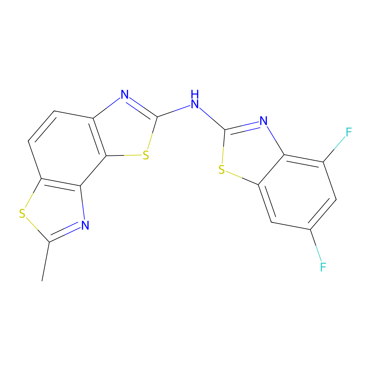 N-(4,6-difluoro-1,3-benzothiazol-2-yl)-7-methyl-[1,3]thiazolo[5,4-e][1,3]benzothiazol-2-amine molecular structure, CAS 862976-52-1
