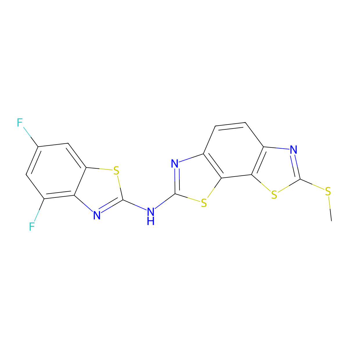 N-(4,6-difluoro-1,3-benzothiazol-2-yl)-11-(methylsulfanyl)-3,12-dithia-5,10-diazatricyclo[7.3.0.0^{2,6}]dodeca-1(9),2(6),4,7,10-pentaen-4-amine molecular structure, CAS 862976-53-2