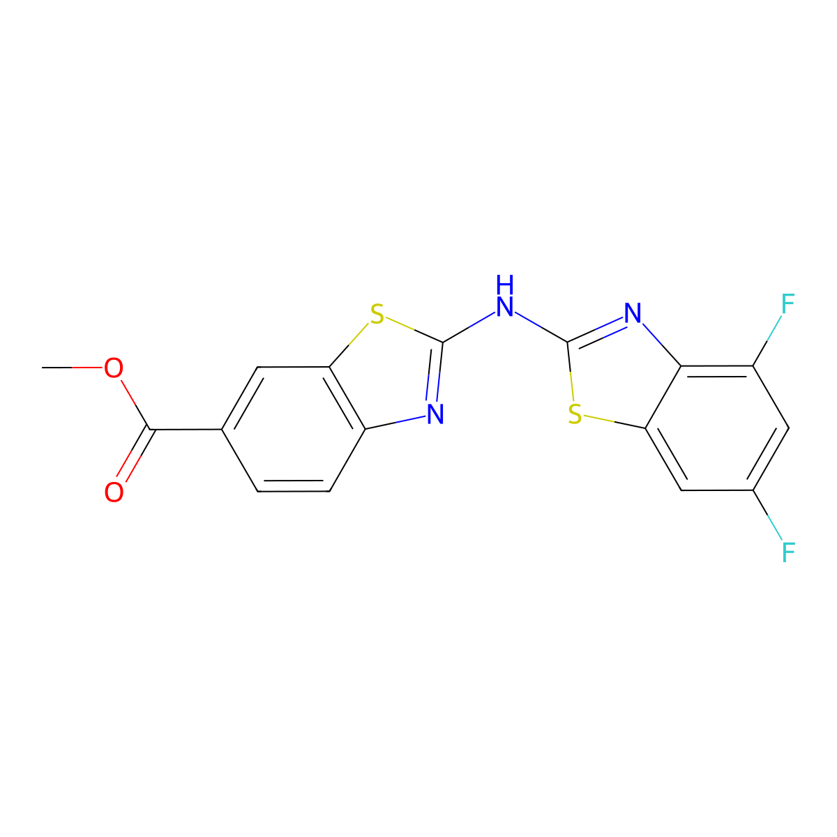 Methyl 2-[(4,6-difluoro-1,3-benzothiazol-2-yl)amino]-1,3-benzothiazole-6-carboxylate molecular structure, CAS 862976-54-3