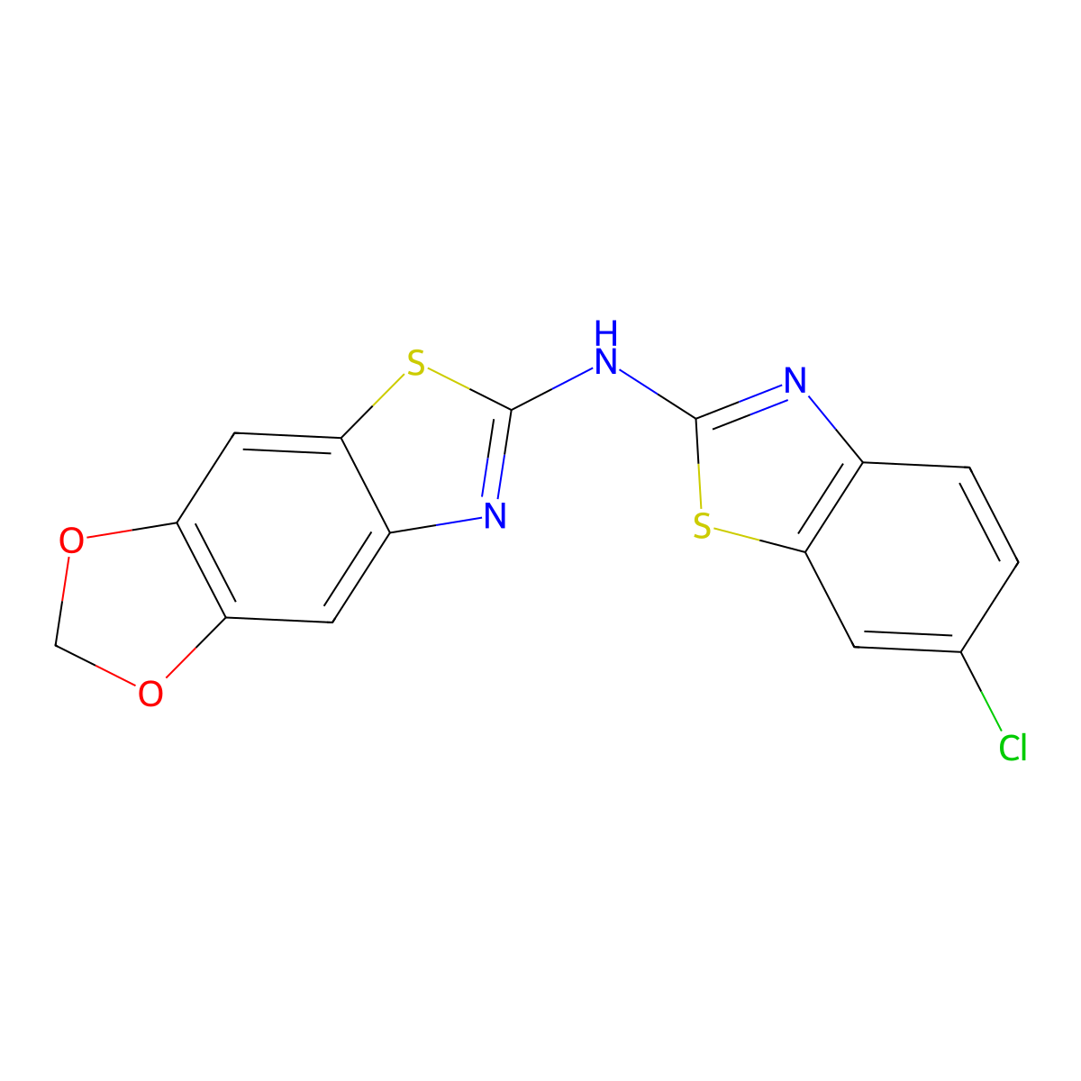 N-(6-chloro-1,3-benzothiazol-2-yl)-[1,3]dioxolo[4,5-f][1,3]benzothiazol-6-amine molecular structure, CAS 862976-58-7