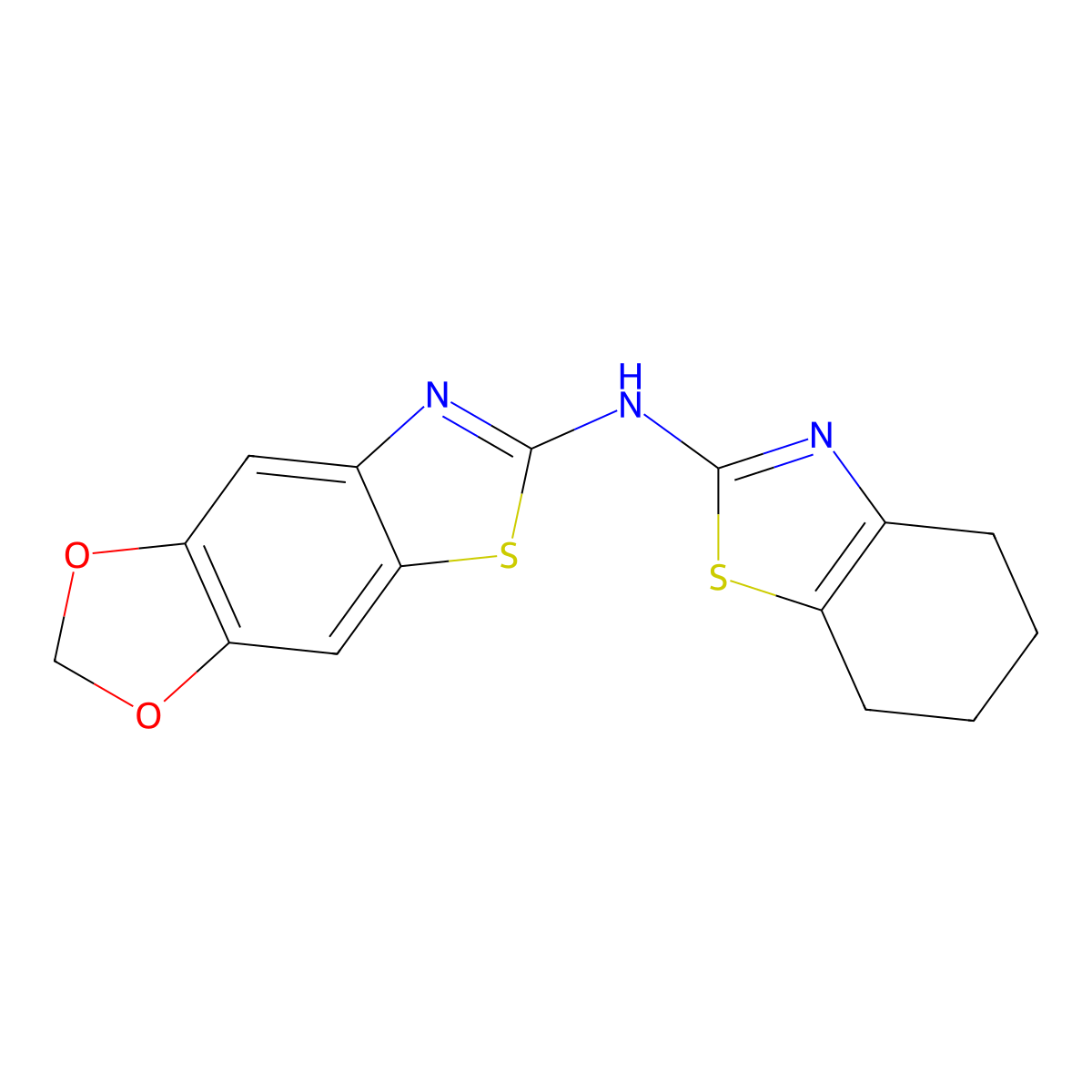 N-(4,5,6,7-tetrahydro-1,3-benzothiazol-2-yl)-[1,3]dioxolo[4,5-f][1,3]benzothiazol-6-amine molecular structure, CAS 862976-60-1