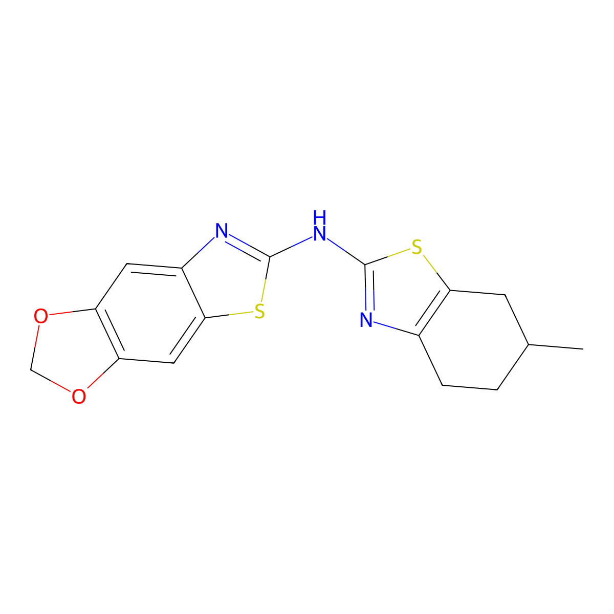 N-(6-methyl-4,5,6,7-tetrahydro-1,3-benzothiazol-2-yl)-4,6-dioxa-10-thia-12-azatricyclo[7.3.0.0^{3,7}]dodeca-1(9),2,7,11-tetraen-11-amine molecular structure, CAS 862976-61-2