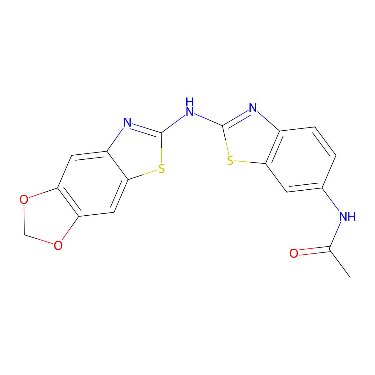 N-[2-([1,3]dioxolo[4,5-f][1,3]benzothiazol-6-ylamino)-1,3-benzothiazol-6-yl]acetamide molecular structure, CAS 862976-62-3