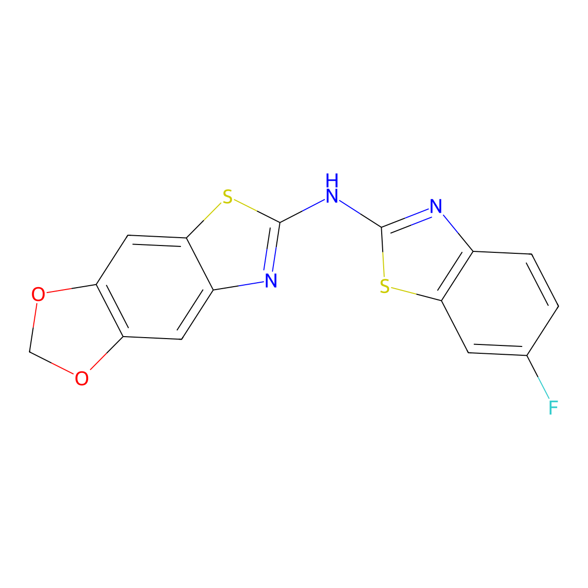 N-(6-fluoro-1,3-benzothiazol-2-yl)-[1,3]dioxolo[4,5-f][1,3]benzothiazol-6-amine molecular structure, CAS 862976-64-5