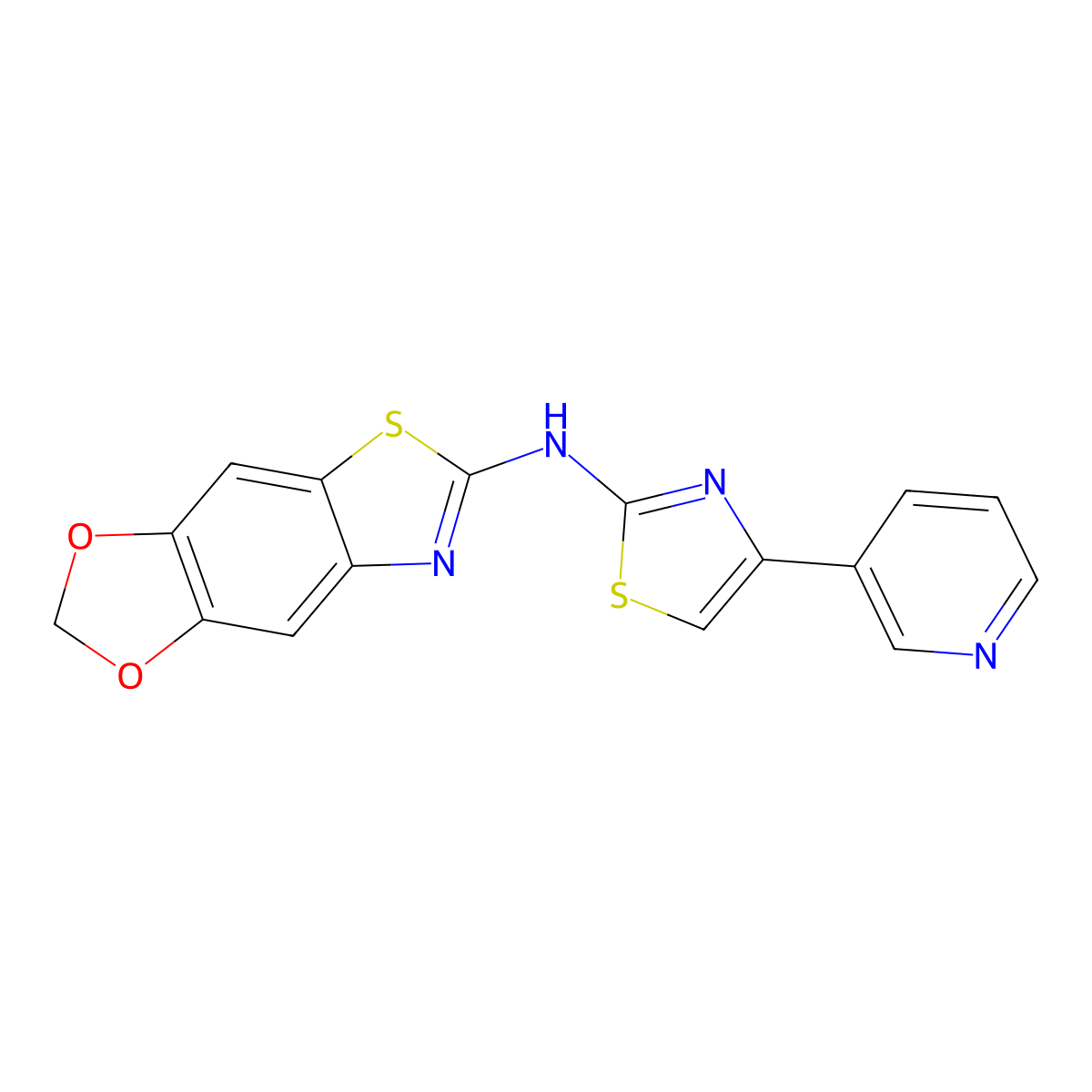 N-(4-pyridin-3-yl-1,3-thiazol-2-yl)-[1,3]dioxolo[4,5-f][1,3]benzothiazol-6-amine molecular structure, CAS 862976-66-7
