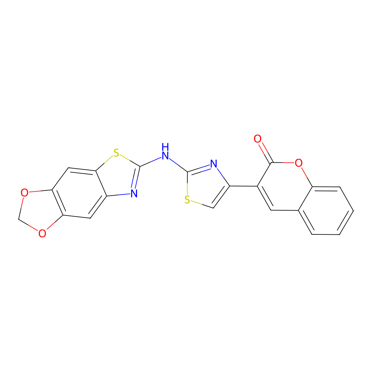 3-[2-({4,6-dioxa-10-thia-12-azatricyclo[7.3.0.0^{3,7}]dodeca-1(9),2,7,11-tetraen-11-yl}amino)-1,3-thiazol-4-yl]-2H-chromen-2-one molecular structure, CAS 862976-69-0