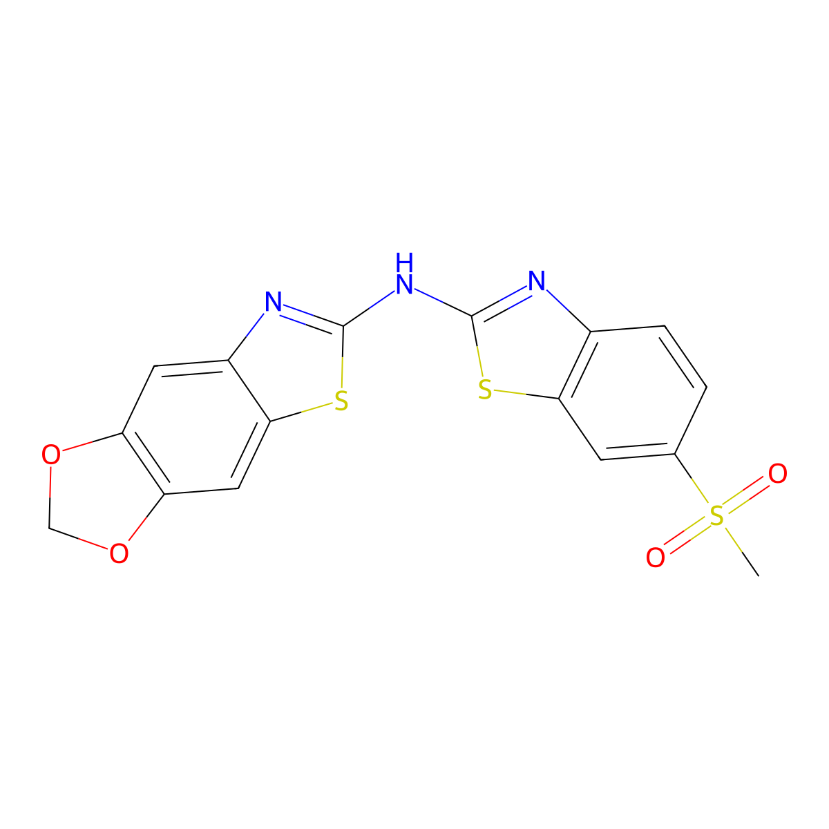 N-(6-(methylsulfonyl)benzo[d]thiazol-2-yl)-[1,3]dioxolo[4',5':4,5]benzo[1,2-d]thiazol-6-amine molecular structure, CAS 862976-74-7