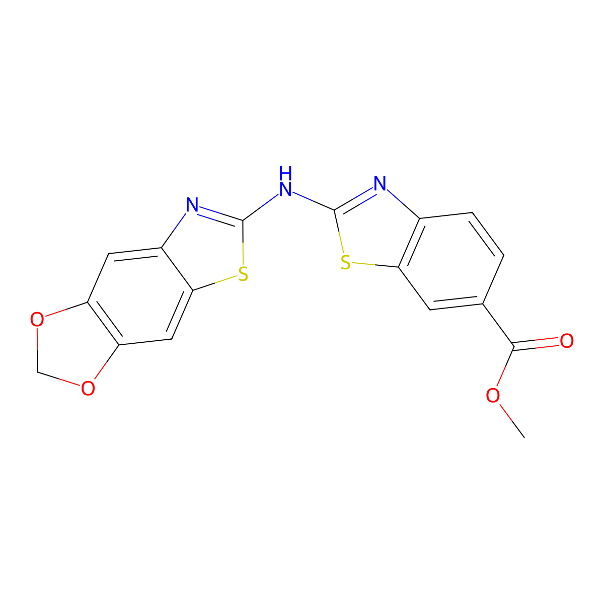 Methyl 2-([1,3]dioxolo[4,5-f][1,3]benzothiazol-6-ylamino)-1,3-benzothiazole-6-carboxylate molecular structure, CAS 862976-84-9