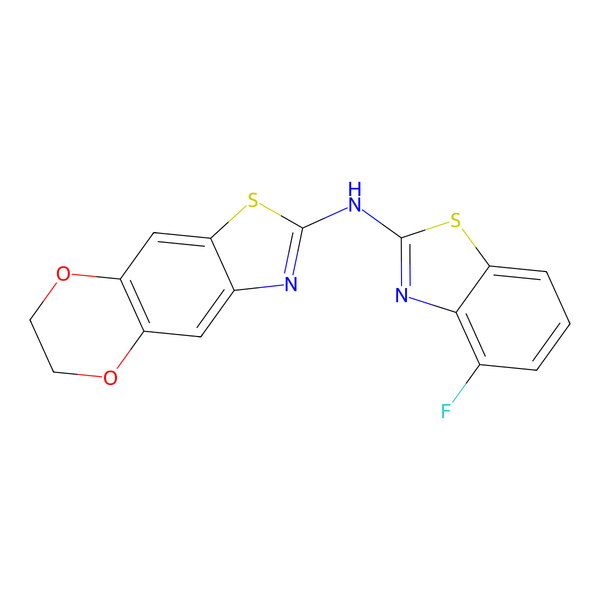 N-(4-fluoro-1,3-benzothiazol-2-yl)-6,7-dihydro-[1,4]dioxino[2,3-f][1,3]benzothiazol-2-amine molecular structure, CAS 862976-98-5