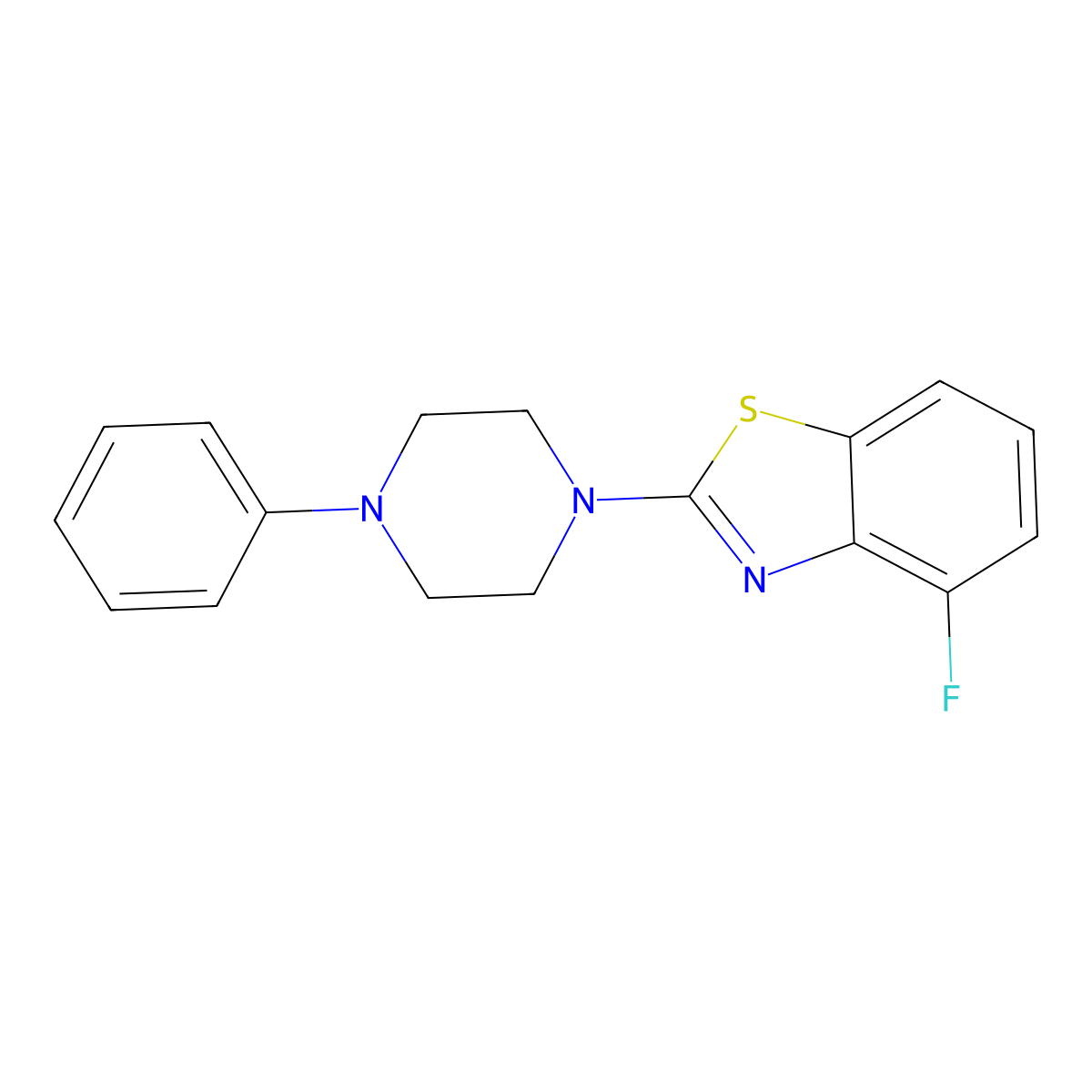 4-Fluoro-2-(4-phenylpiperazin-1-yl)-1,3-benzothiazole molecular structure, CAS 862977-17-1