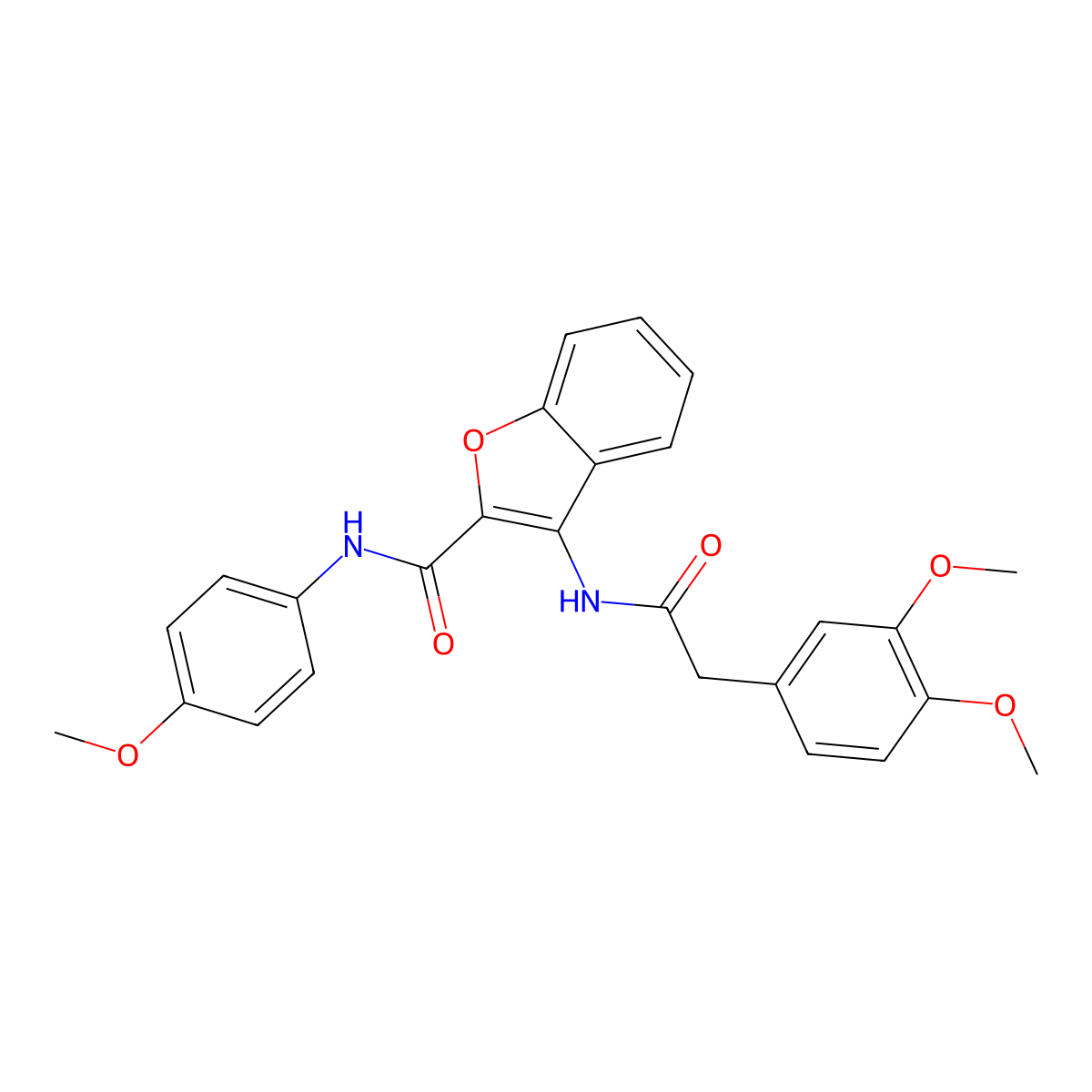 3-(2-(3,4-dimethoxyphenyl)acetamido)-N-(4-methoxyphenyl)benzofuran-2-carboxamide molecular structure, CAS 862977-39-7