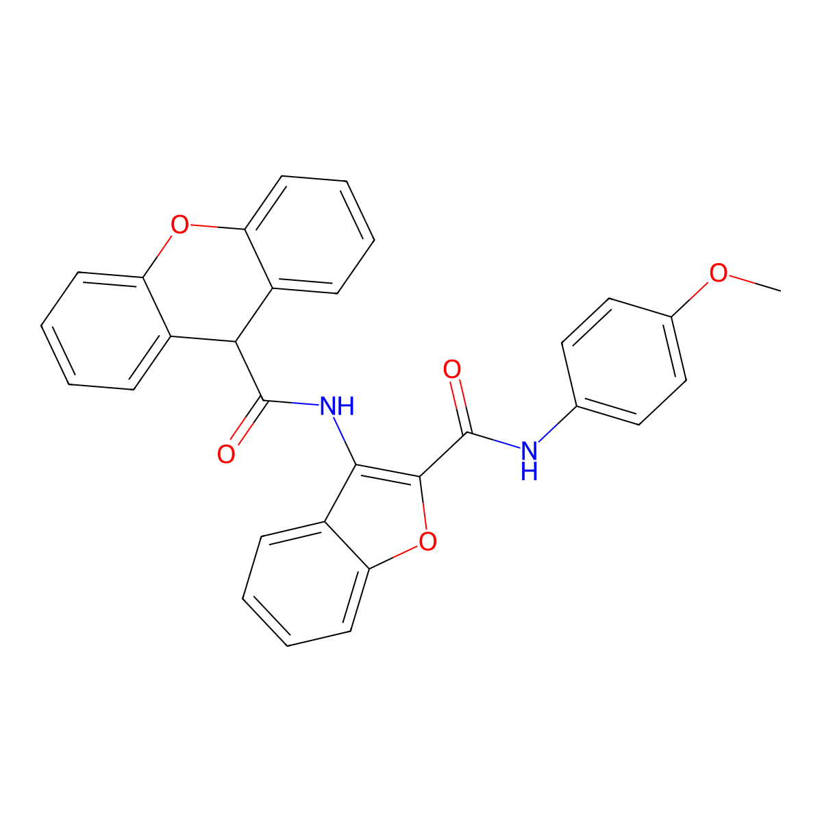 N-(2-((4-methoxyphenyl)carbamoyl)benzofuran-3-yl)-9H-xanthene-9-carboxamide molecular structure, CAS 862977-46-6