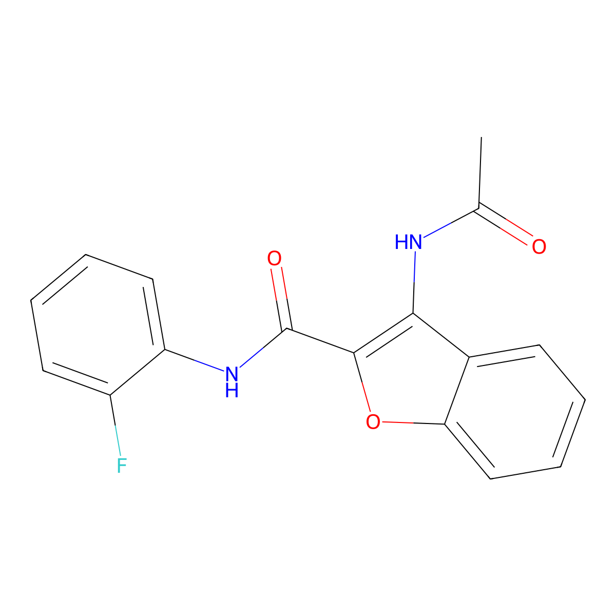 3-acetamido-N-(2-fluorophenyl)benzofuran-2-carboxamide molecular structure, CAS 862977-49-9