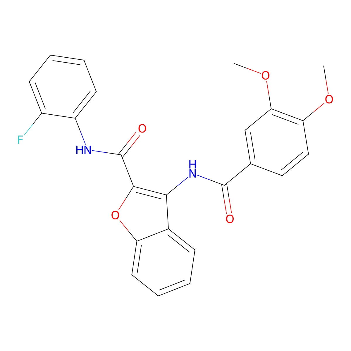 3-(3,4-dimethoxybenzamido)-N-(2-fluorophenyl)benzofuran-2-carboxamide molecular structure, CAS 862977-50-2