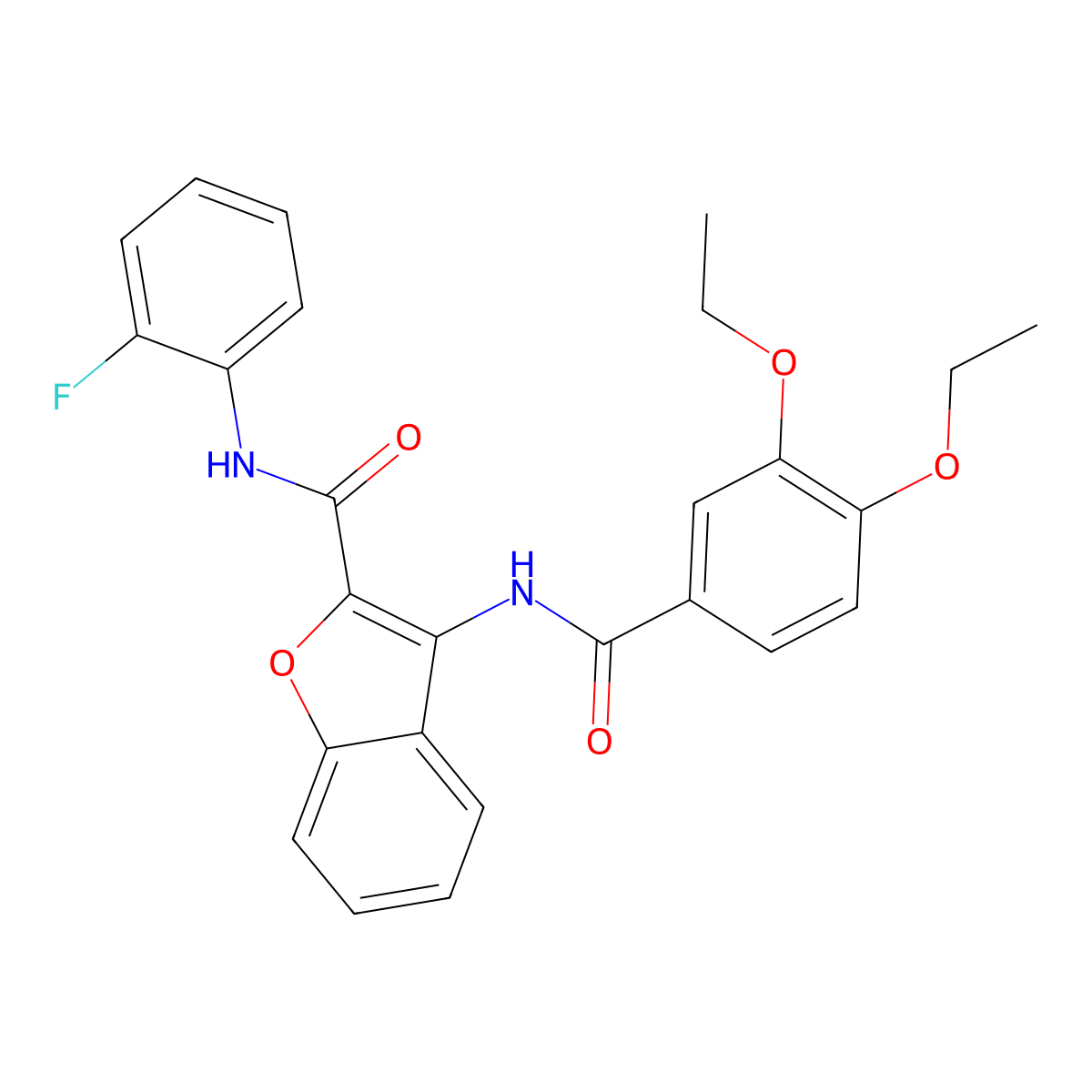 3-(3,4-diethoxybenzamido)-N-(2-fluorophenyl)benzofuran-2-carboxamide molecular structure, CAS 862977-52-4