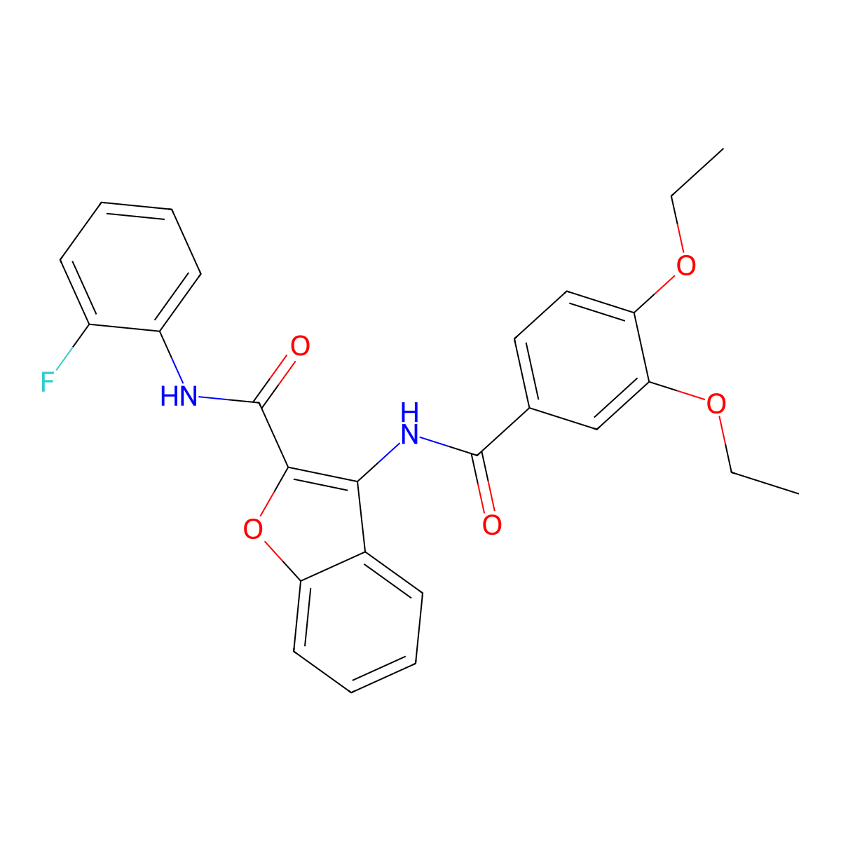 3-(3,4-diethoxybenzamido)-N-(2-fluorophenyl)benzofuran-2-carboxamide molecular structure, CAS 862977-52-4