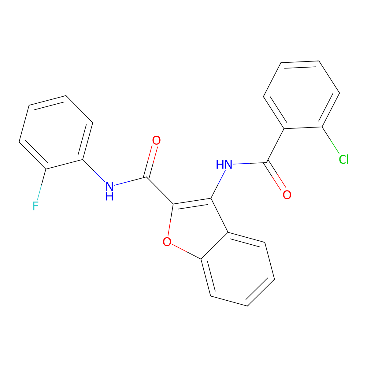 3-(2-chlorobenzamido)-N-(2-fluorophenyl)-1-benzofuran-2-carboxamide molecular structure, CAS 862977-54-6