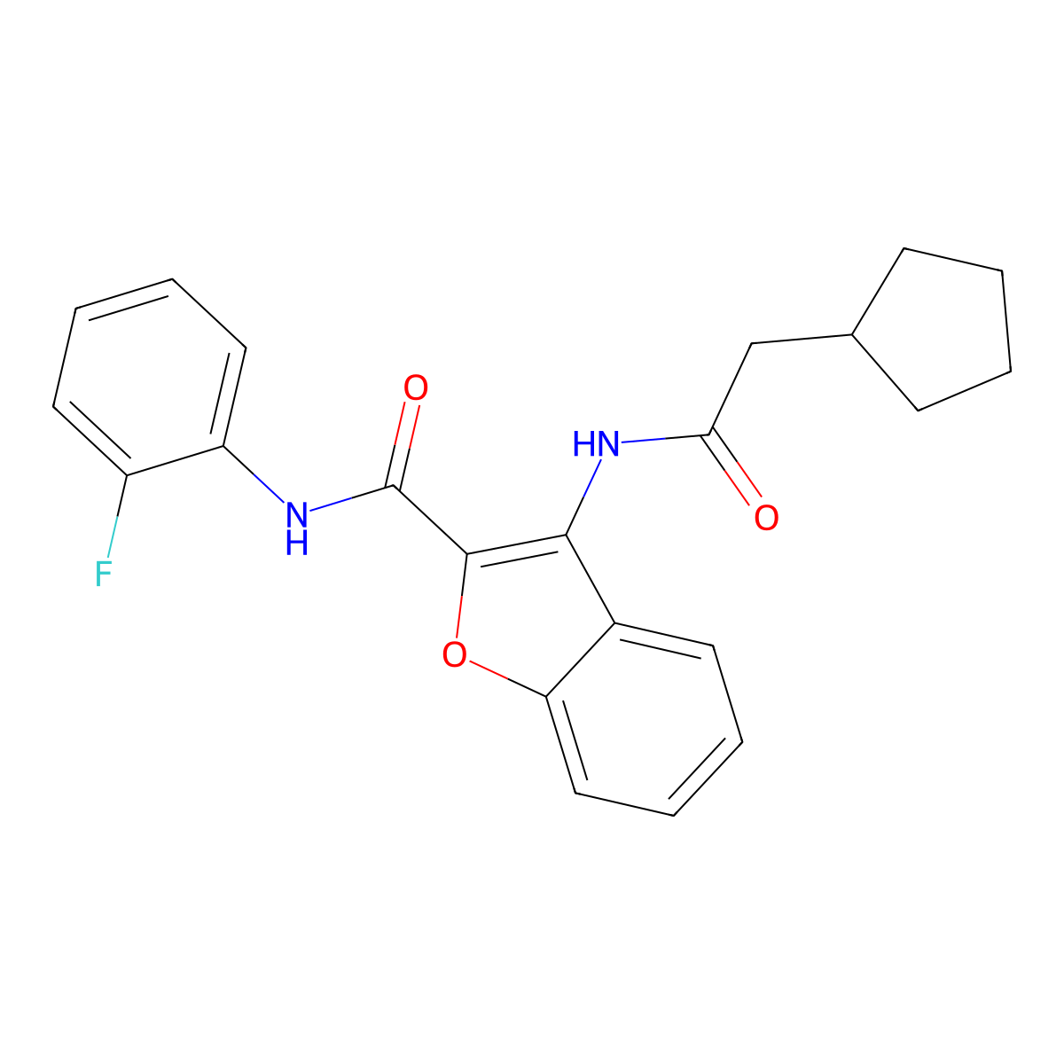 3-(2-cyclopentylacetamido)-N-(2-fluorophenyl)benzofuran-2-carboxamide molecular structure, CAS 862977-65-9