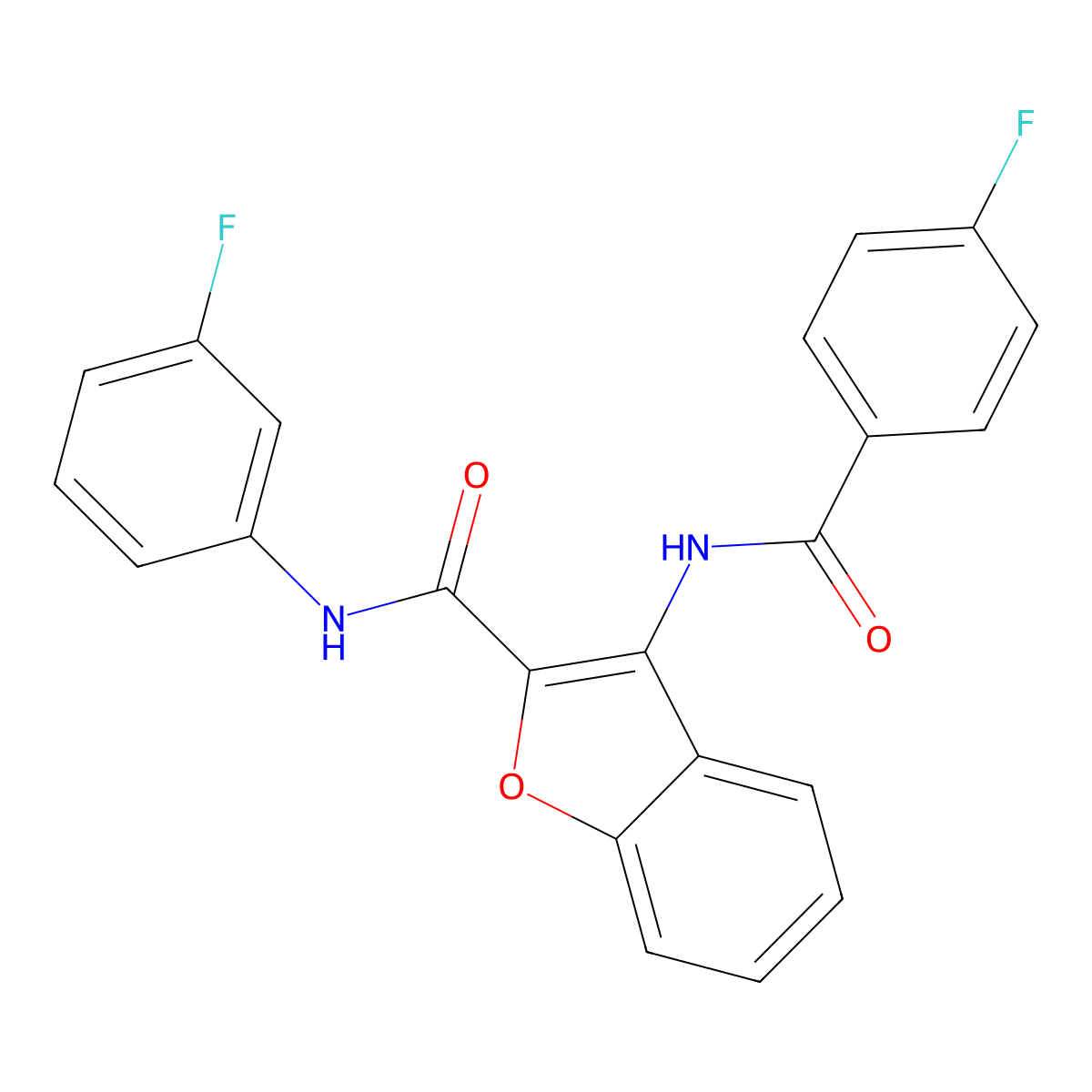 3-(4-fluorobenzamido)-N-(3-fluorophenyl)benzofuran-2-carboxamide molecular structure, CAS 862977-67-1