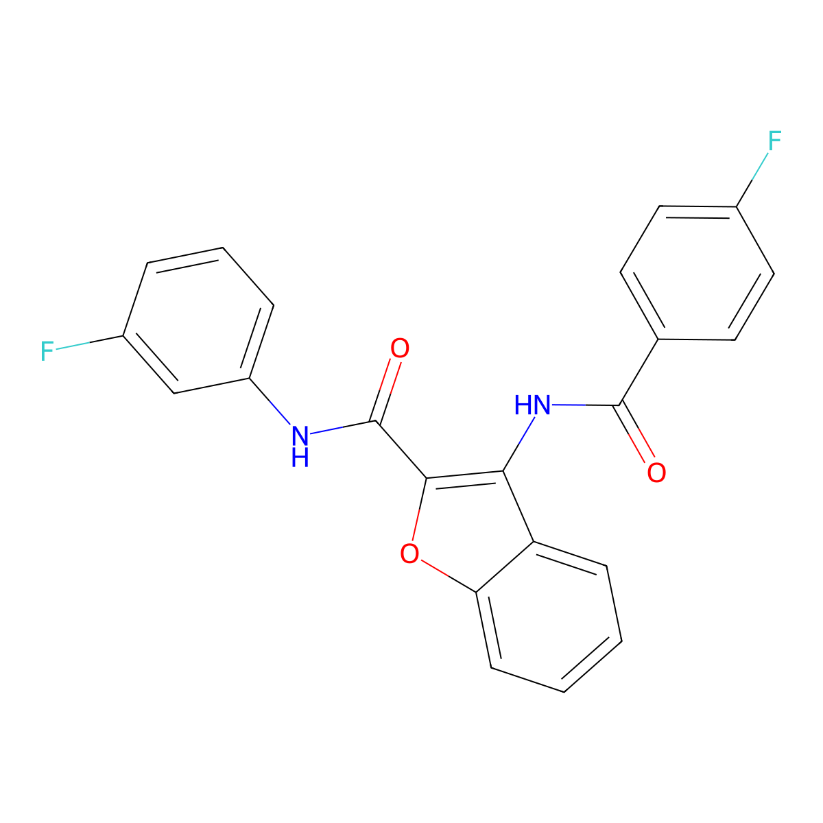 3-(4-fluorobenzamido)-N-(3-fluorophenyl)benzofuran-2-carboxamide molecular structure, CAS 862977-67-1