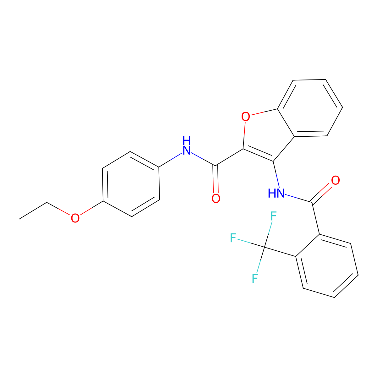 N-(4-ethoxyphenyl)-3-(2-(trifluoromethyl)benzamido)benzofuran-2-carboxamide molecular structure, CAS 862978-11-8