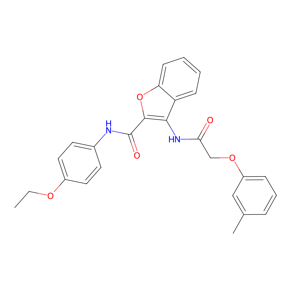 N-(4-ethoxyphenyl)-3-(2-(m-tolyloxy)acetamido)benzofuran-2-carboxamide molecular structure, CAS 862978-26-5