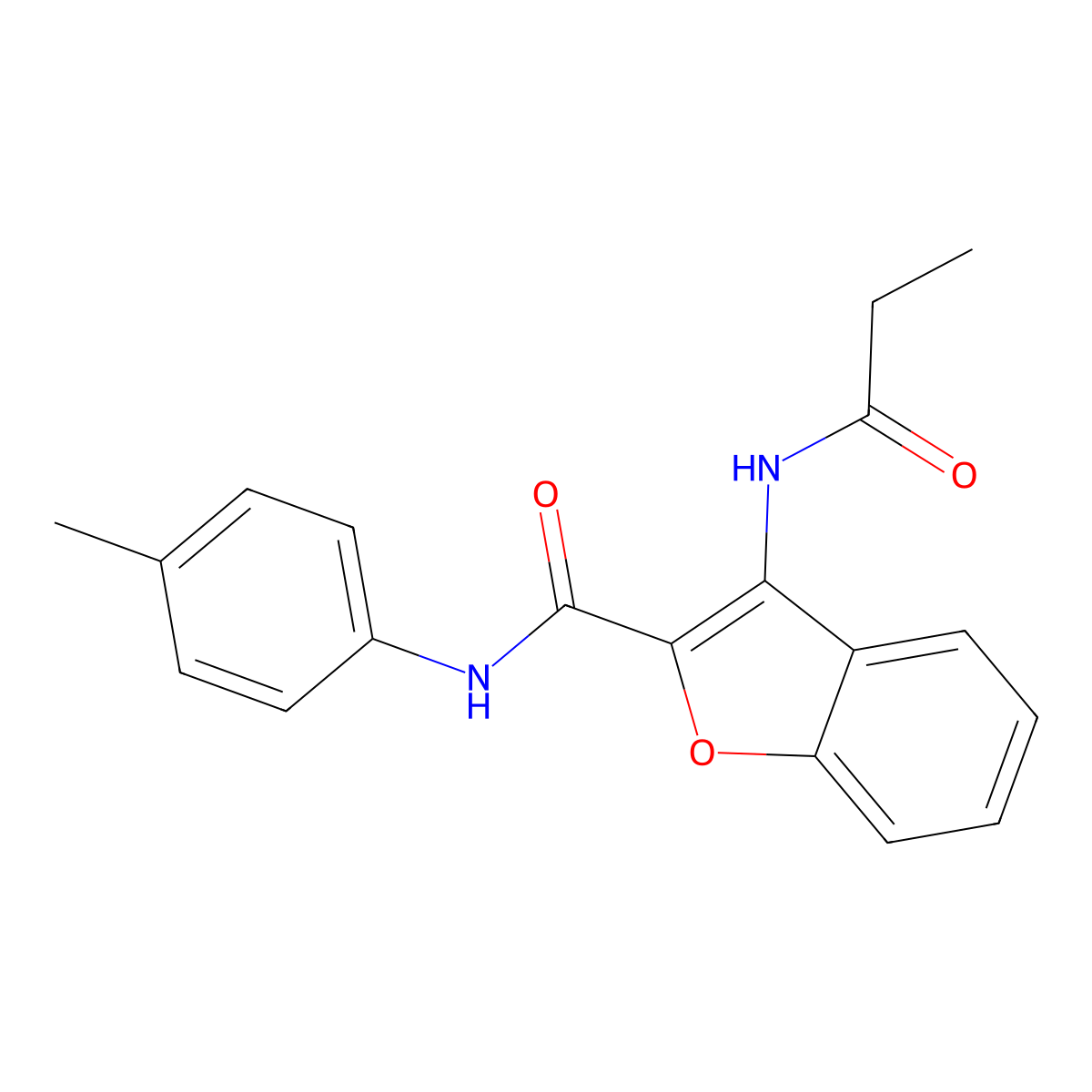 3-propionamido-N-(p-tolyl)benzofuran-2-carboxamide molecular structure, CAS 862978-30-1