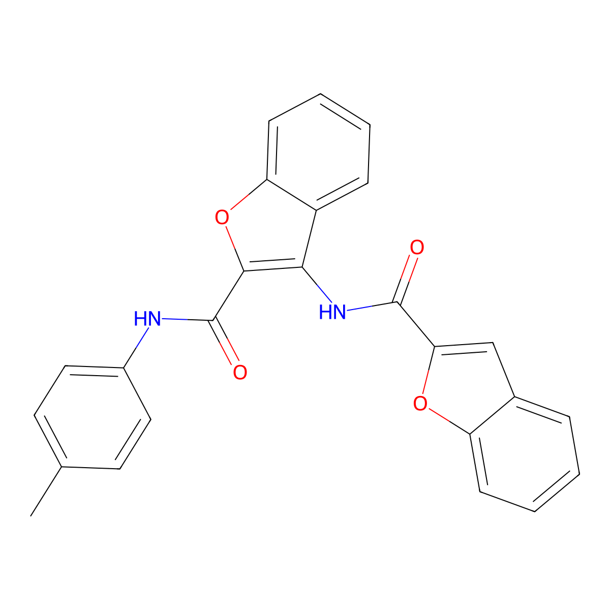 3-(benzofuran-2-carboxamido)-N-(p-tolyl)benzofuran-2-carboxamide molecular structure, CAS 862978-54-9