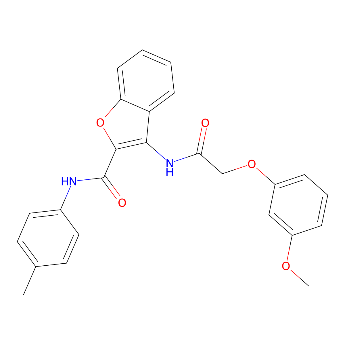3-(2-(3-methoxyphenoxy)acetamido)-N-(p-tolyl)benzofuran-2-carboxamide molecular structure, CAS 862978-55-0