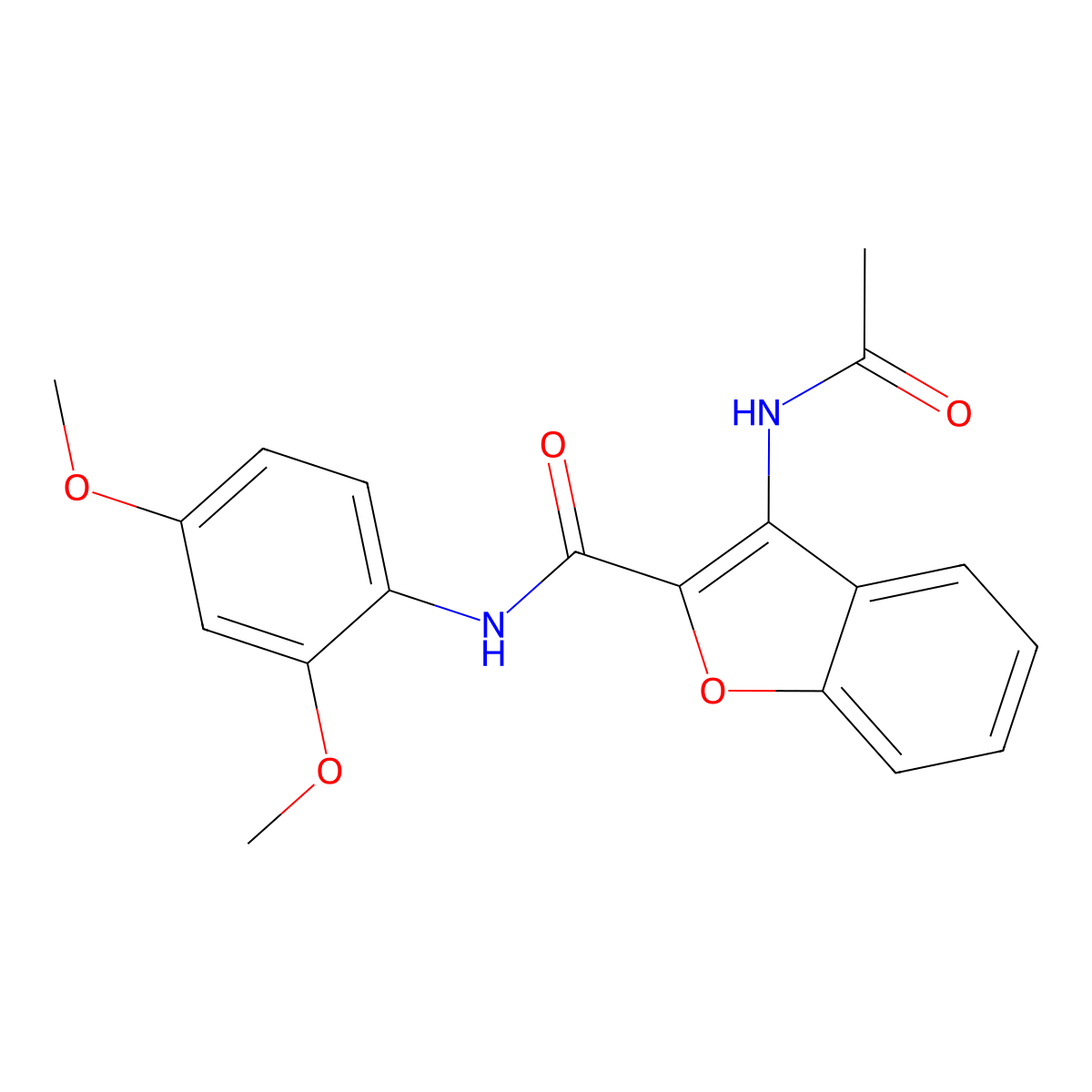 3-acetamido-N-(2,4-dimethoxyphenyl)benzofuran-2-carboxamide molecular structure, CAS 862978-60-7