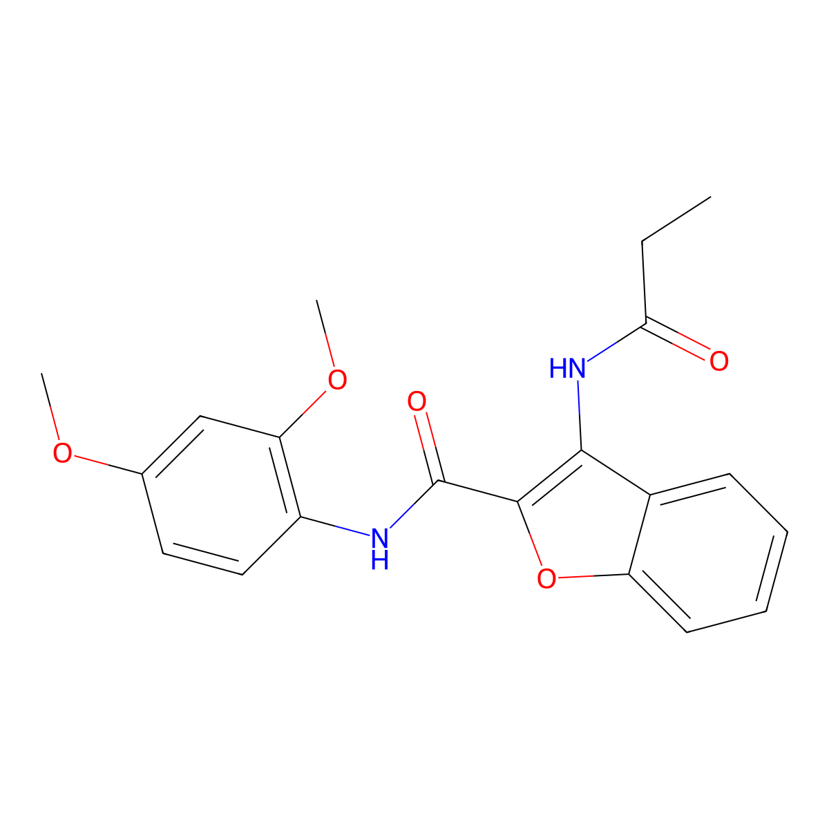 N-(2,4-dimethoxyphenyl)-3-propionamidobenzofuran-2-carboxamide molecular structure, CAS 862978-61-8