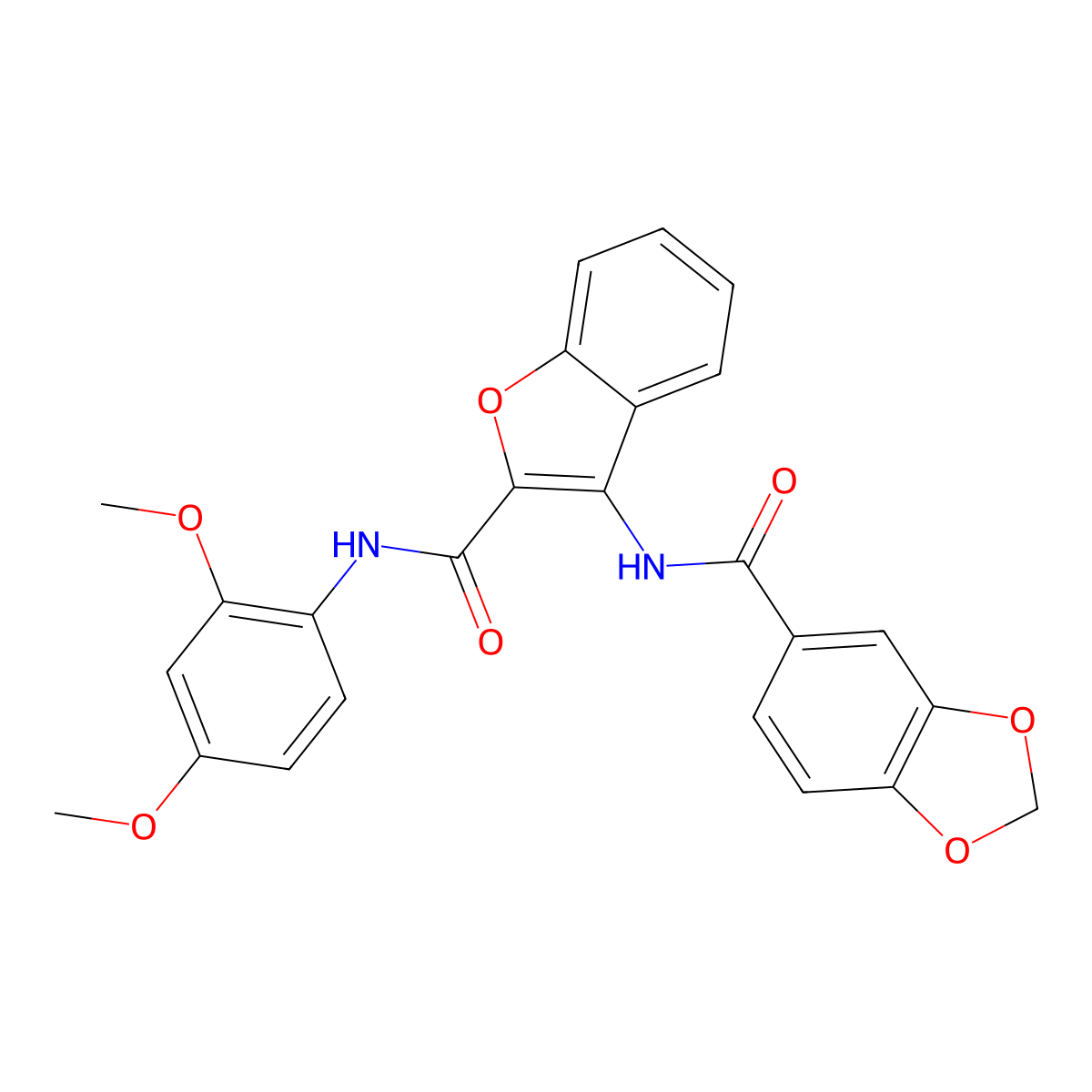 N-(2-((2,4-dimethoxyphenyl)carbamoyl)benzofuran-3-yl)benzo[d][1,3]dioxole-5-carboxamide molecular structure, CAS 862978-85-6